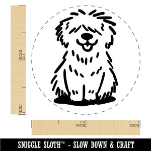 Shaggy Dog Sheepdog Sketch Fluffy Hairy Pet Rubber Stamp for Stamping Crafting