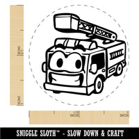 Smiling Cartoon Firetruck Firefighter Truck Ladder Rubber Stamp for Stamping
