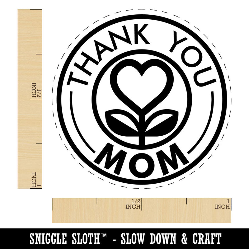 Thank You Mom Heart Flower Mother's Day Rubber Stamp for Stamping Crafting