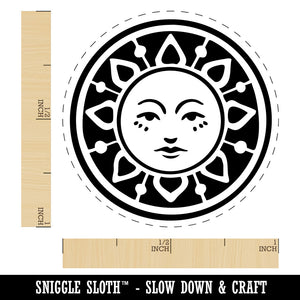 Vintage Sun Circle Face Rubber Stamp for Stamping Crafting Planners