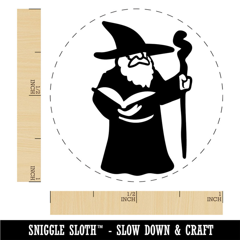 Wise Old Wizard With Staff Fantasy Book Rubber Stamp for Stamping Crafting