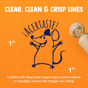 Acertaste Spanish Right Correct Cheering Mouse Teacher Stamp Rubber Stamp for Stamping Crafting Planners