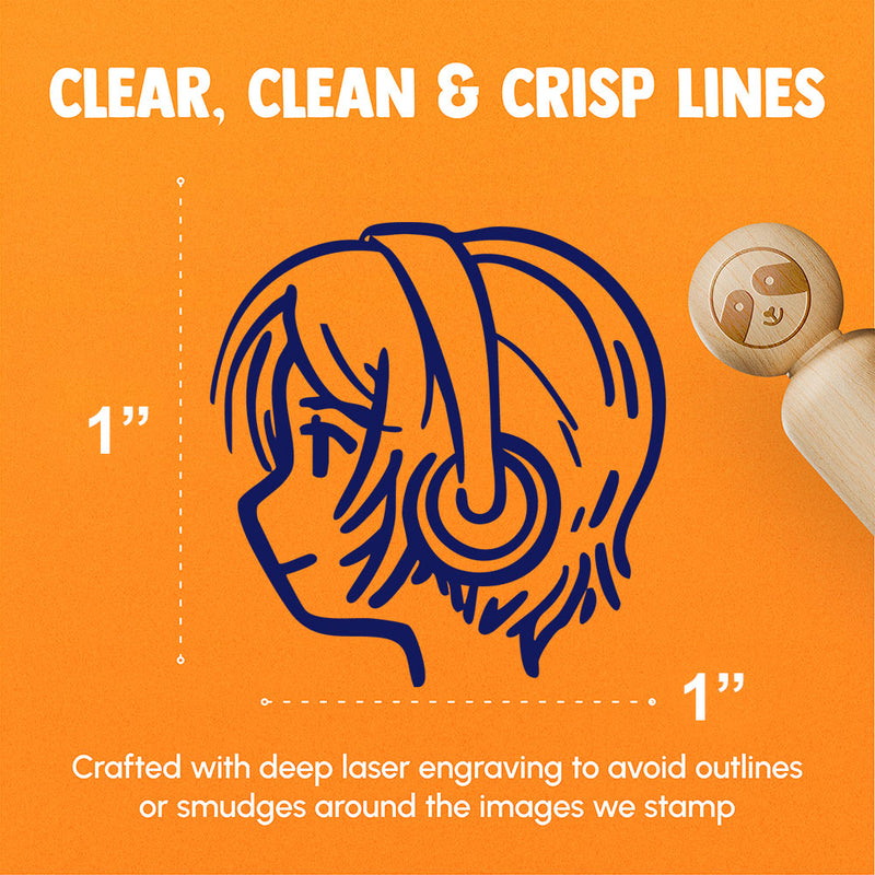 Anime Girl Earphones Short Hair Music Rubber Stamp for Stamping Crafting Planners