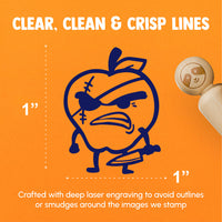 Bad Apple Evil Fruit Funny Silly Rubber Stamp for Stamping Crafting Planners