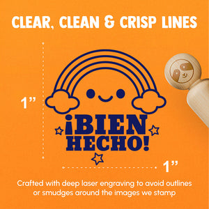 Bien Hecho Rainbow Good Work Spanish Class School Teacher Stamp Rubber Stamp for Stamping Crafting Planners