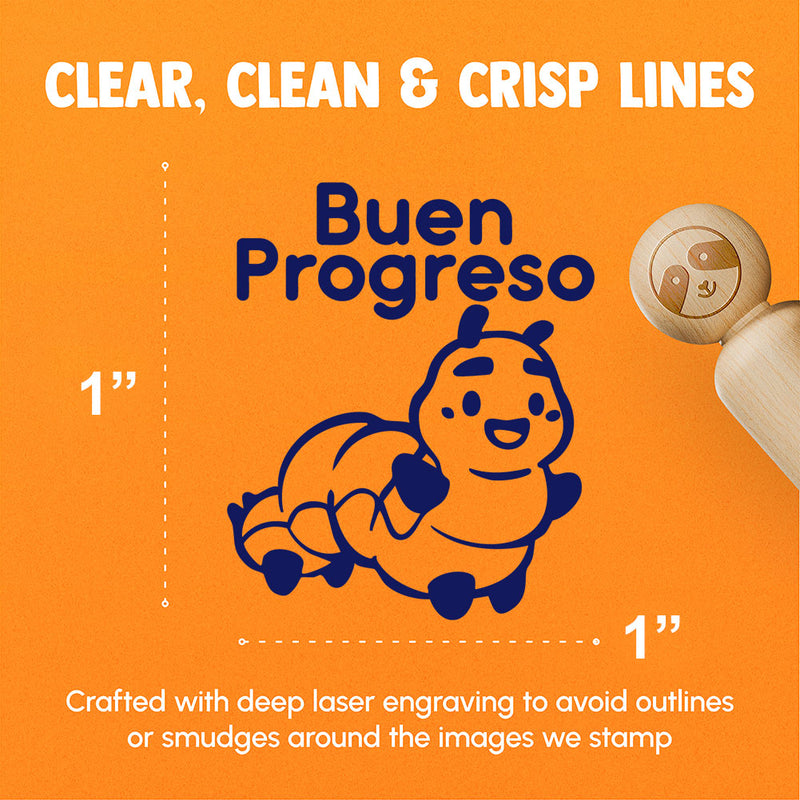 Buen Progresso Spanish Caterpillar Good Progress Rubber Stamp for Stamping Crafting Planners