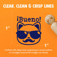 Bueno Cat Sunglasses Spanish Teacher Class School Compliment Rubber Stamp for Stamping Crafting Planners