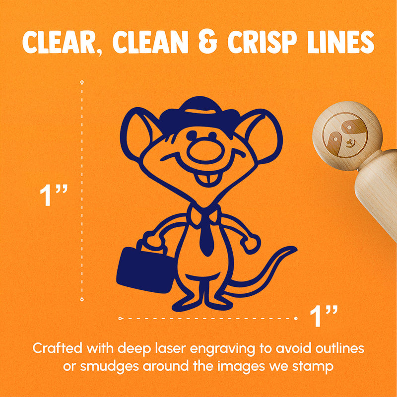 Business Rat Mouse with Hat and Suitcase Tie Rubber Stamp for Stamping Crafting Planners