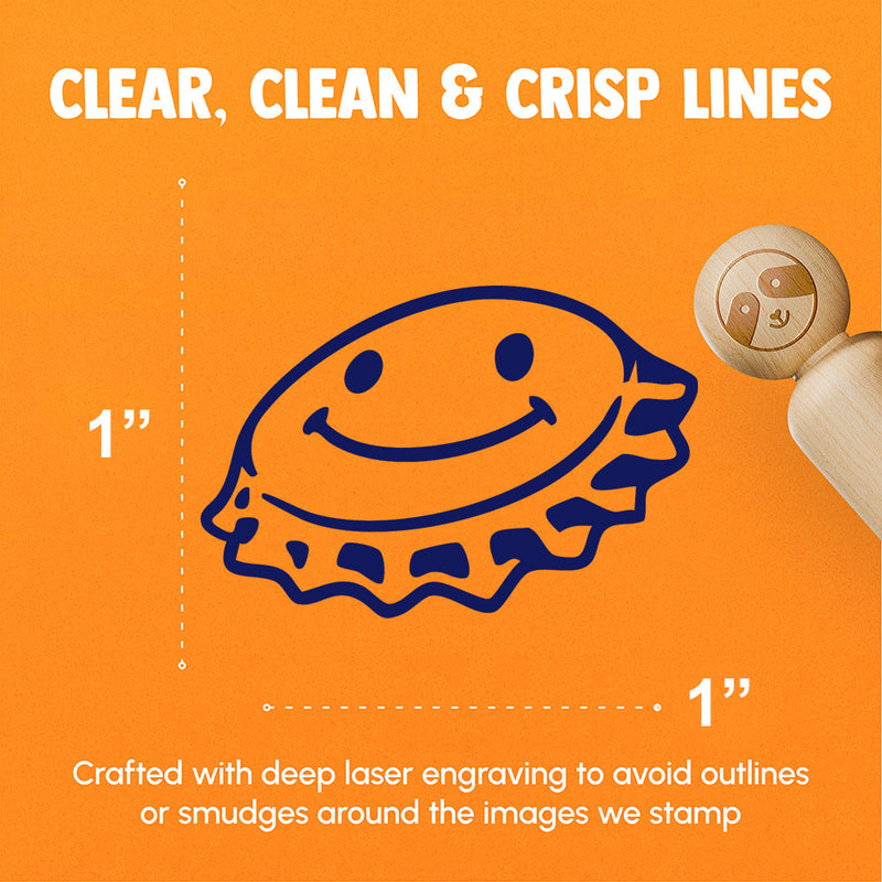 Cartoon Bottle Cap Soda Smiley Face Rubber Stamp for Stamping Crafting Planners