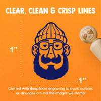 Cartoon Hipster Beard Beanie Glasses Hippy Rubber Stamp for Stamping Crafting Planners