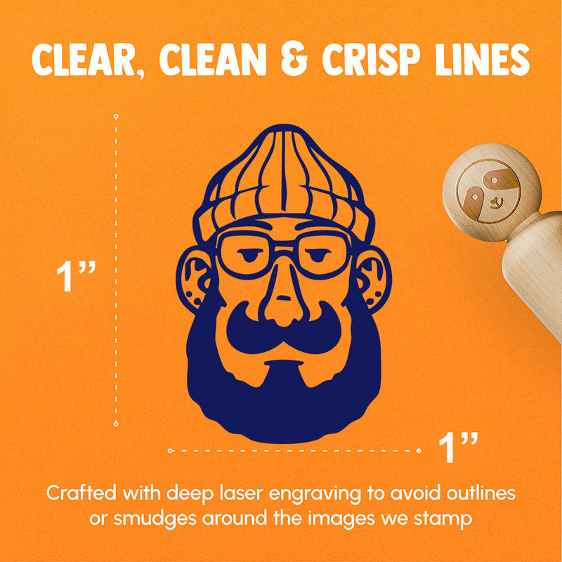 Cartoon Hipster Beard Beanie Glasses Hippy Rubber Stamp for Stamping Crafting Planners