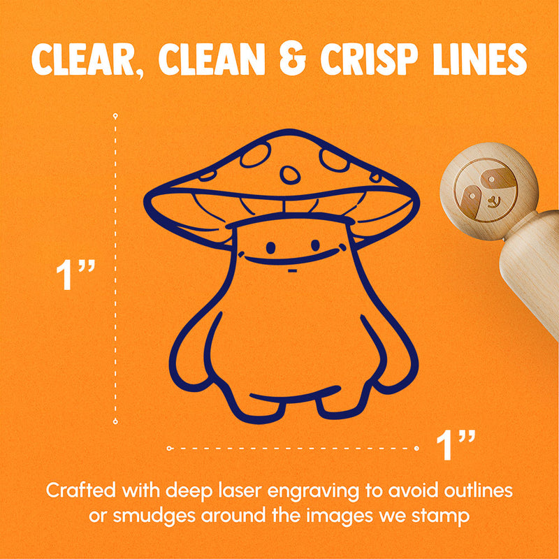 Cartoon Mushroom Man Chubby Cute Spots Rubber Stamp for Stamping Crafting Planners