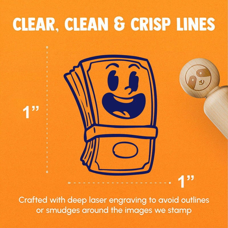 Cartoon Stack of Money Cash Happy Dollar Bill Rubber Stamp for Stamping Crafting Planners