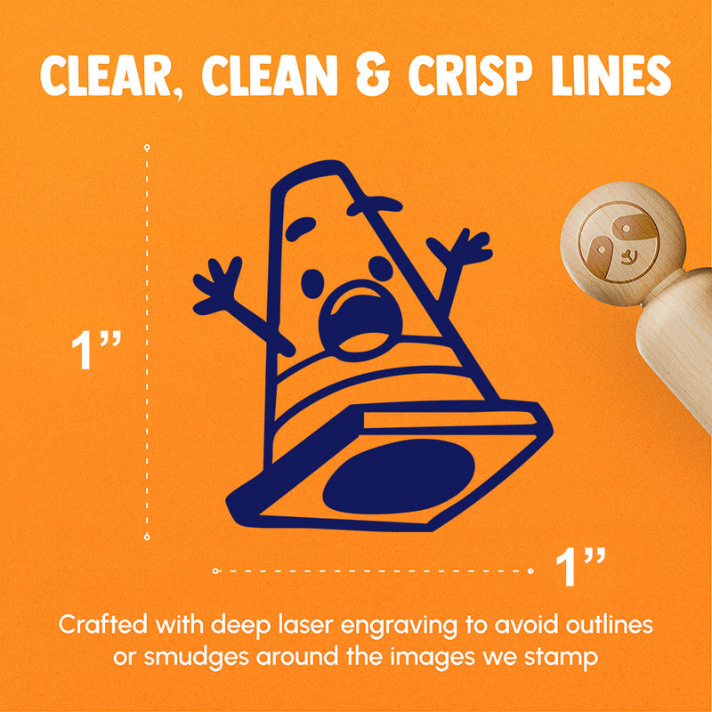 Cautious Traffic Cone Surprised Rubber Stamp for Stamping Crafting Planners