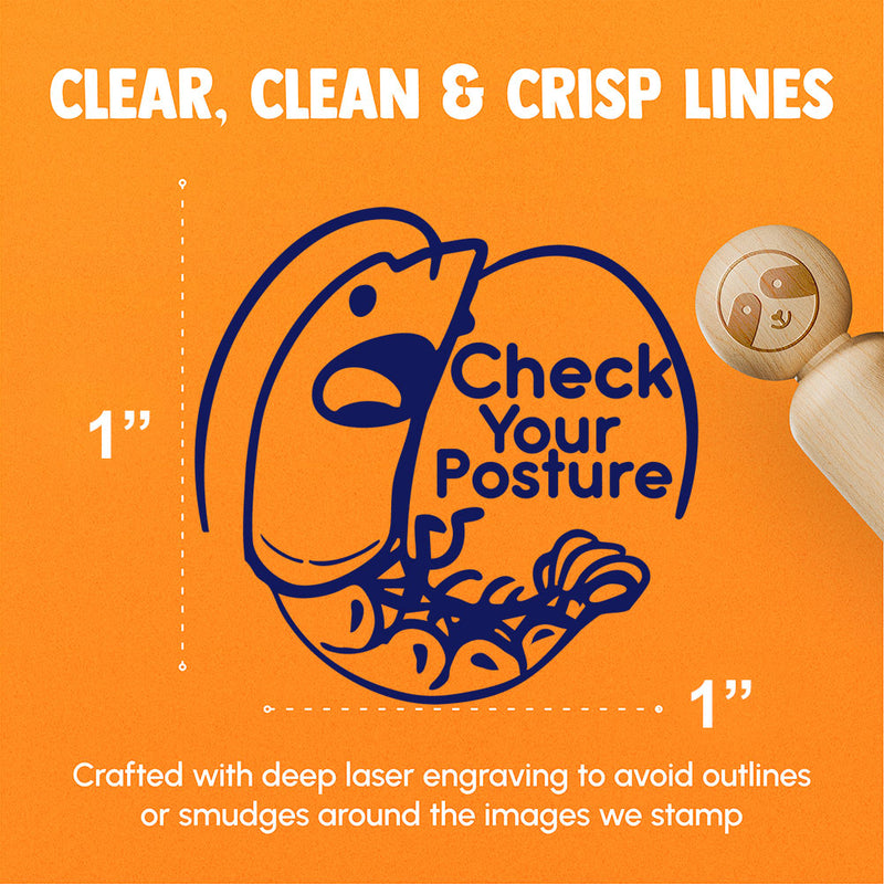 Check Your Posture Shrimp Prawn Back Rubber Stamp for Stamping Crafting Planners
