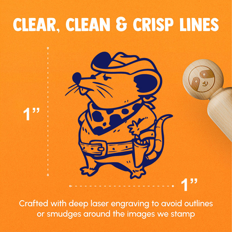 Cowboy Rat Mouse Western with Hat Bandana Rubber Stamp for Stamping Crafting Planners