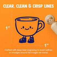 Cute Cartoon Tea Cup with Shoes Rubber Stamp for Stamping Crafting Planners