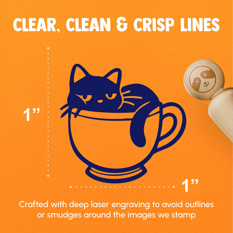 Cute Cat Sleeping In Tea Cup Rubber Stamp for Stamping Crafting Planners