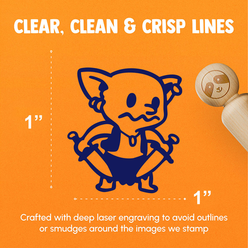 Cute Fantasy Goblin With Daggers Dungeon Rubber Stamp for Stamping Crafting Planners