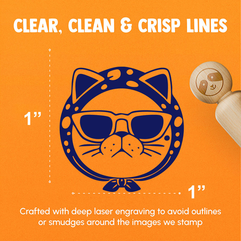 Diva Cat Sunglasses Scarf Rubber Stamp for Stamping Crafting Planners