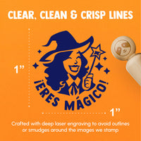 Eres Magico Magical Witch Spanish Compliment Teacher Stamp Rubber Stamp for Stamping Crafting Planners