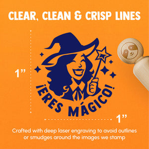 Eres Magico Magical Witch Spanish Compliment Teacher Stamp Rubber Stamp for Stamping Crafting Planners