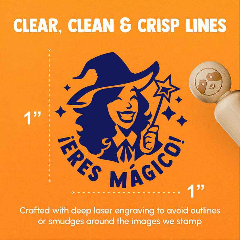 Eres Magico Magical Witch Spanish Compliment Teacher Stamp Rubber Stamp for Stamping Crafting Planners