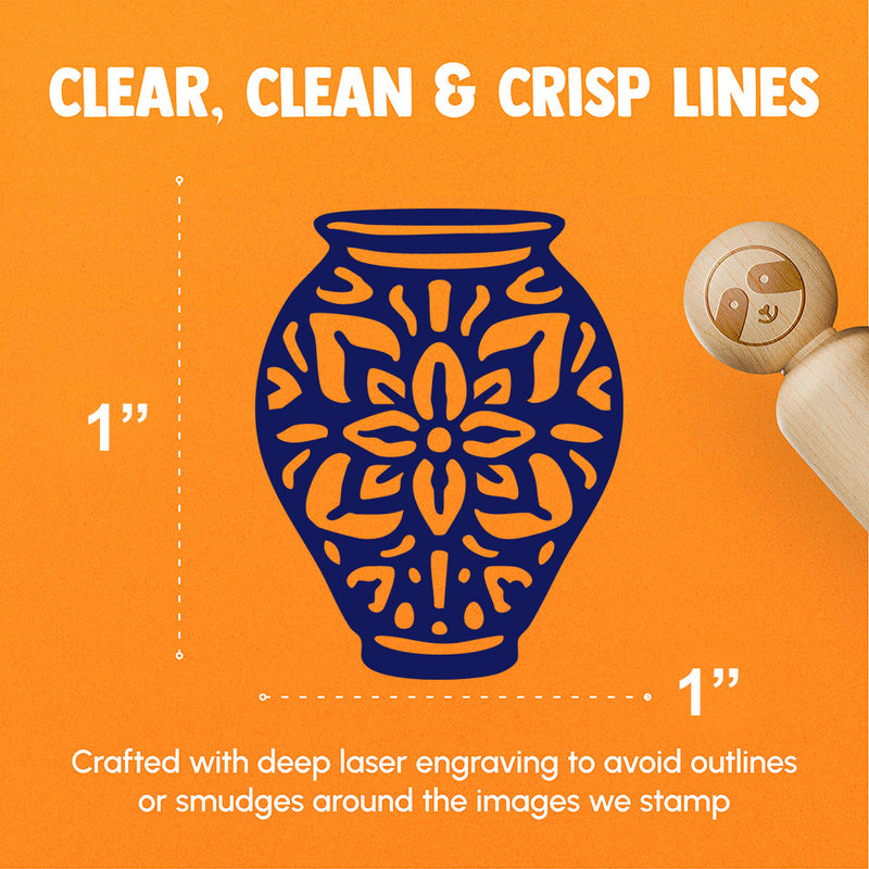 Fancy Decorated Vase Fine Art Pottery Rubber Stamp for Stamping Crafting Planners