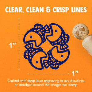 Four Fish Swimming In Circle Food Chain Rubber Stamp for Stamping Crafting Planners
