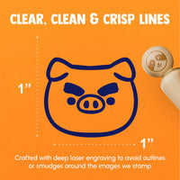 Funny Cartoon Pig Big Eyebrows Rubber Stamp for Stamping Crafting Planners