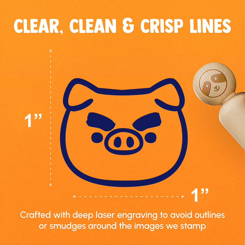 Funny Cartoon Pig Big Eyebrows Rubber Stamp for Stamping Crafting Planners