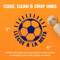 Llegue a la Meta Soccer Football Ball Goal Spanish Teacher Stamp Rubber Stamp for Stamping Crafting Planners