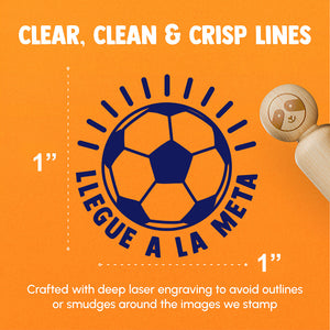 Llegue a la Meta Soccer Football Ball Goal Spanish Teacher Stamp Rubber Stamp for Stamping Crafting Planners