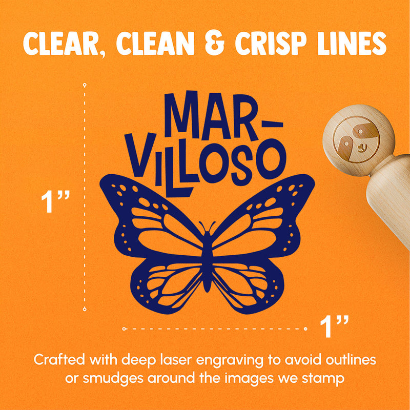 Marvilloso Marvelous Butterfly Spanish Compliment Teacher Stamp Rubber Stamp for Stamping Crafting Planners