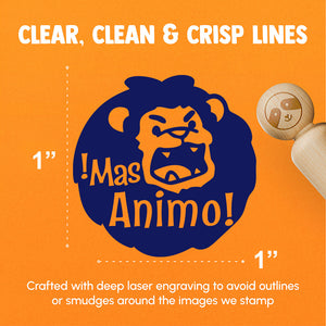 Mas Animo Lion Spanish Encouragement Teacher Stamp Rubber Stamp for Stamping Crafting Planners
