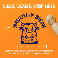 Muy Bien Cow Spanish Pun Funny Very Good Compliment Rubber Stamp for Stamping Crafting Planners