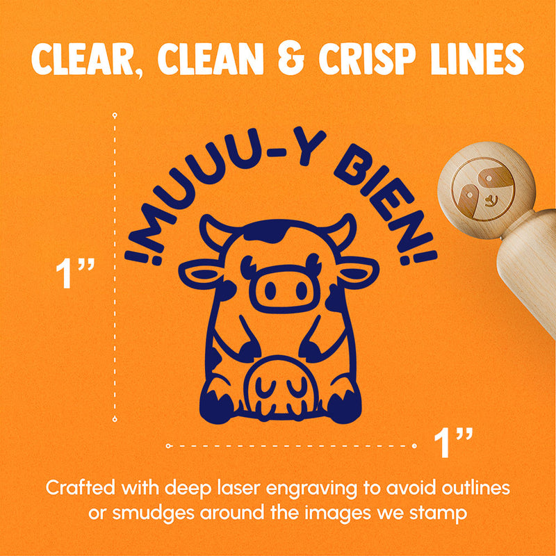 Muy Bien Cow Spanish Pun Funny Very Good Compliment Rubber Stamp for Stamping Crafting Planners