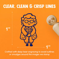 Old Elderly Lady Grandma Cardigan Sweater Glasses Rubber Stamp for Stamping Crafting Planners