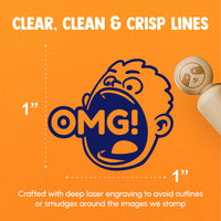 OMG Oh My God Big Mouth Boy Shout Rubber Stamp for Stamping Crafting Planners