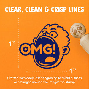 OMG Oh My God Big Mouth Boy Shout Rubber Stamp for Stamping Crafting Planners