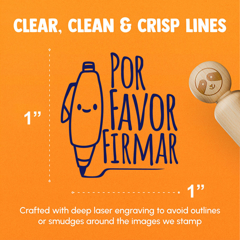 Por Favor Firmar Please Sign Spanish Pen Class School Teacher Stamp Rubber Stamp for Stamping Crafting Planners