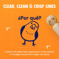 Por Que Why Spanish Question Bird Finch Teacher Stamp Rubber Stamp for Stamping Crafting Planners