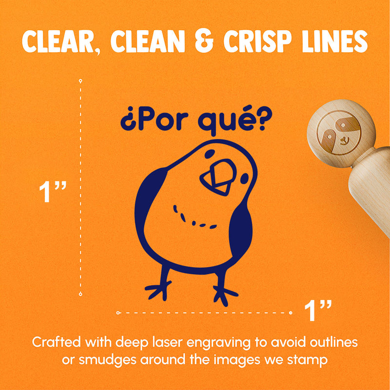 Por Que Why Spanish Question Bird Finch Teacher Stamp Rubber Stamp for Stamping Crafting Planners