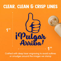 Pulgar Arriba Thumbs Up Spanish Compliment Teacher Stamp Rubber Stamp for Stamping Crafting Planners