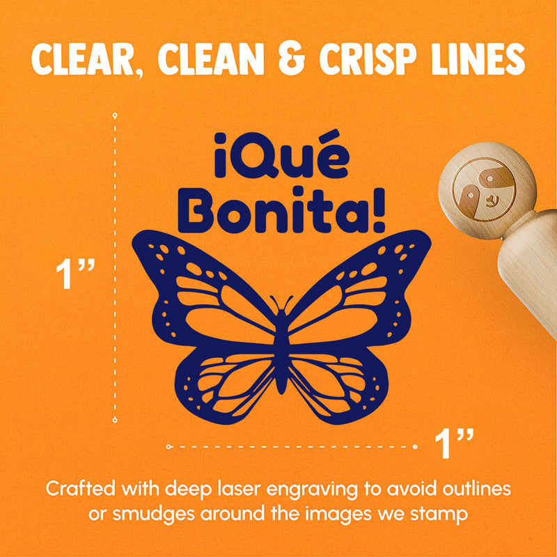 Que Bonita How Beautiful Butterfly Mariposa Spanish Teacher Stamp Rubber Stamp for Stamping Crafting Planners