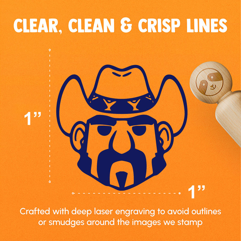 Rancher Cowboy Cartoon Head Hat Rubber Stamp for Stamping Crafting Planners