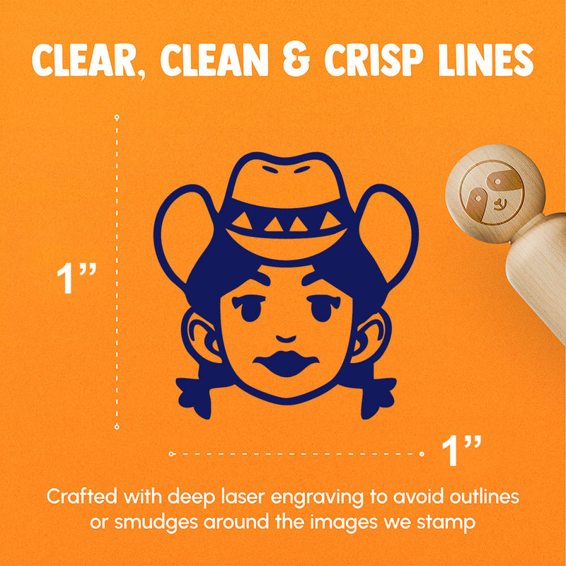 Rancher Cowgirl Cartoon Head Pigtails Hat Rubber Stamp for Stamping Crafting Planners