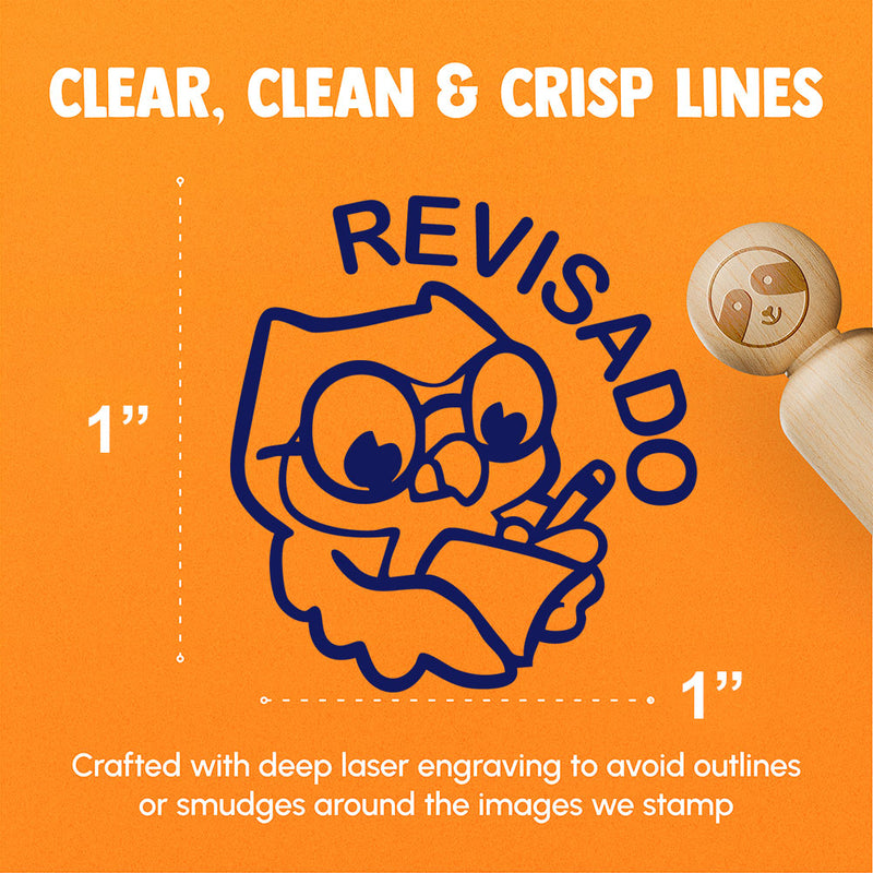 Revisado Owl Spanish Homework Revised Teacher Stamp Rubber Stamp for Stamping Crafting Planners