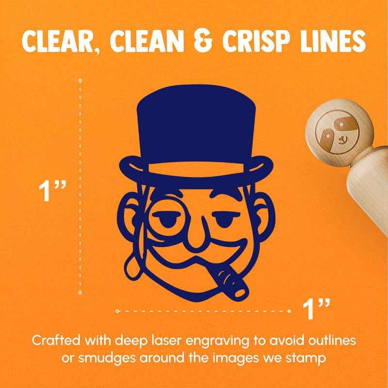 Rich Man Top Hat Mustache Tycoon Cigar Rubber Stamp for Stamping Crafting Planners