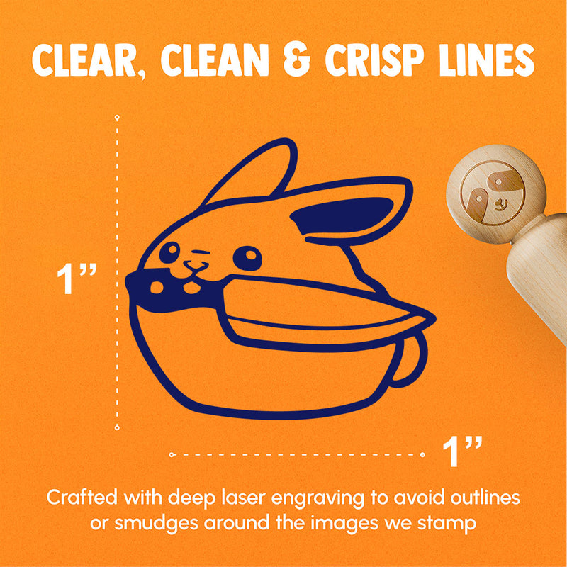 Round Cartoon Bunny Rabbit with Knife Rubber Stamp for Stamping Crafting Planners